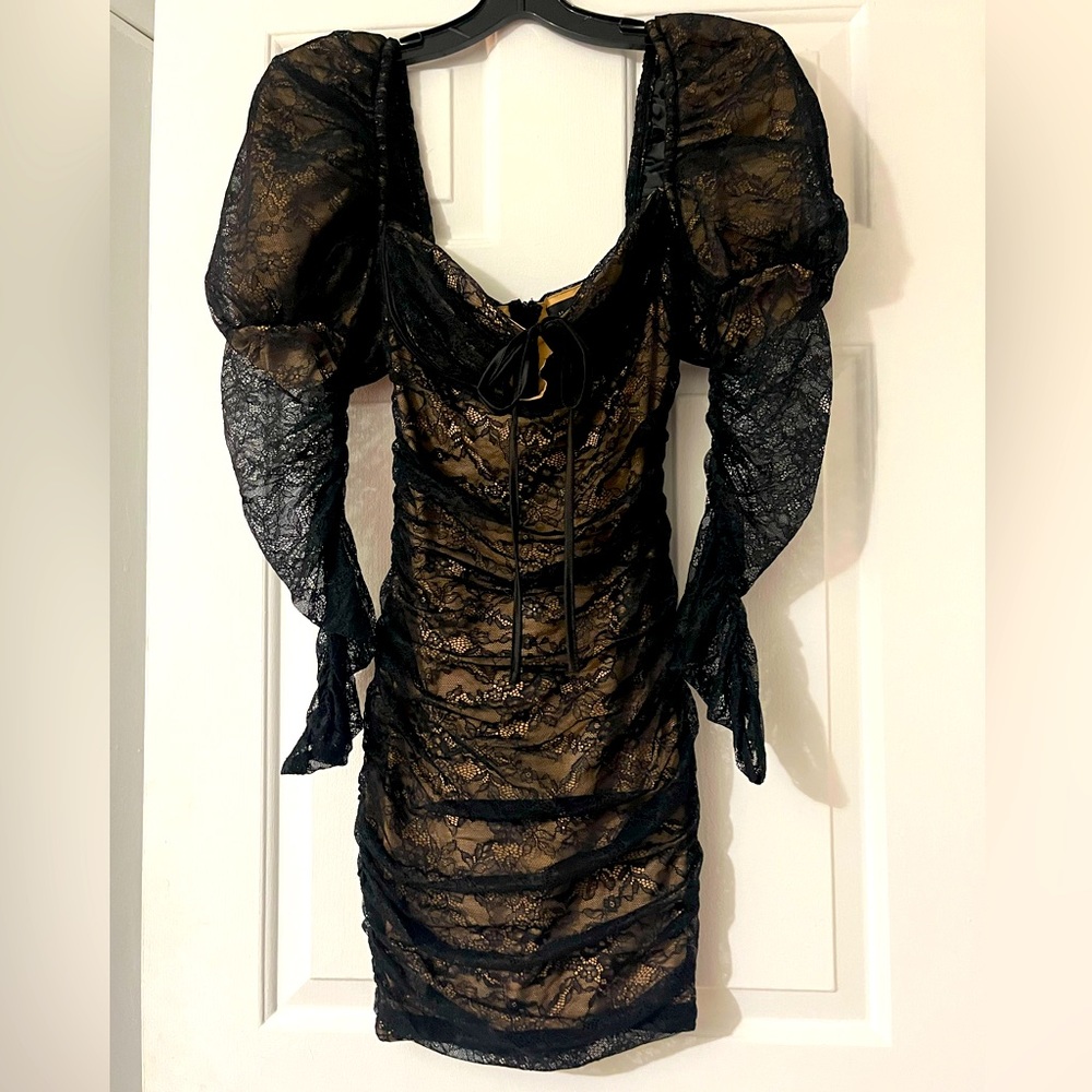 Majorelle black lace dress